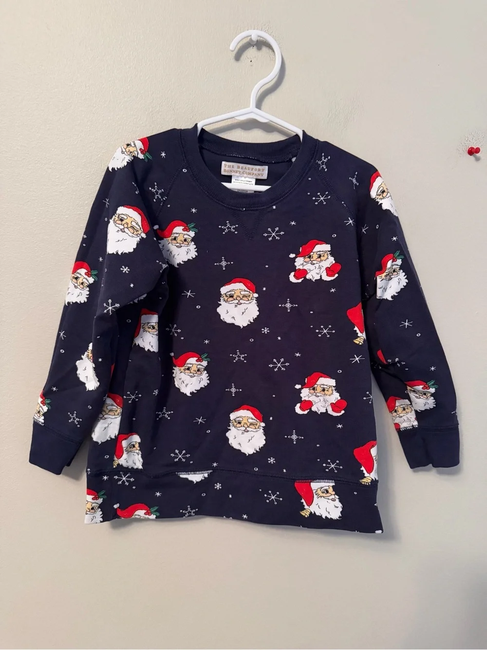 The Beaufort Bonnet Company Navy Santa Print Crewneck